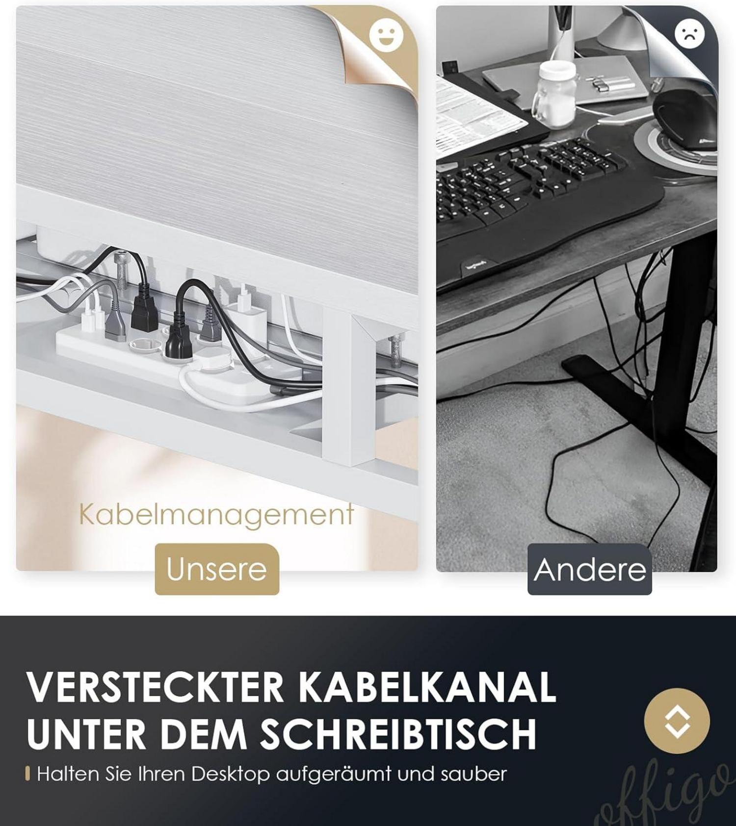 Elektrischer Schreibtisch 120cm Höhenverstellbar LED USB