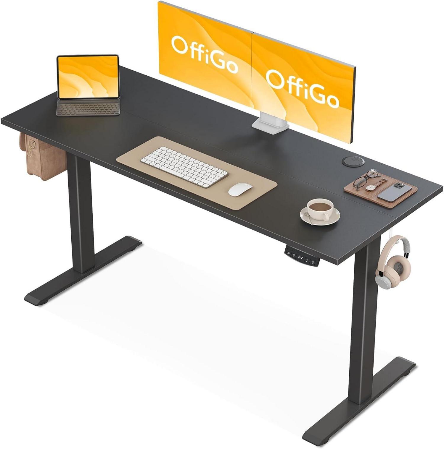 Höhenverstellbarer Schreibtisch Memory-Funktion 140 cm Schwarz