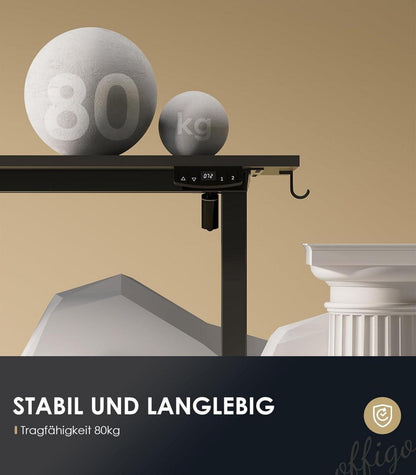 Höhenverstellbarer Schreibtisch 140 cm Elektrisch Schwarz Memory-Funktion