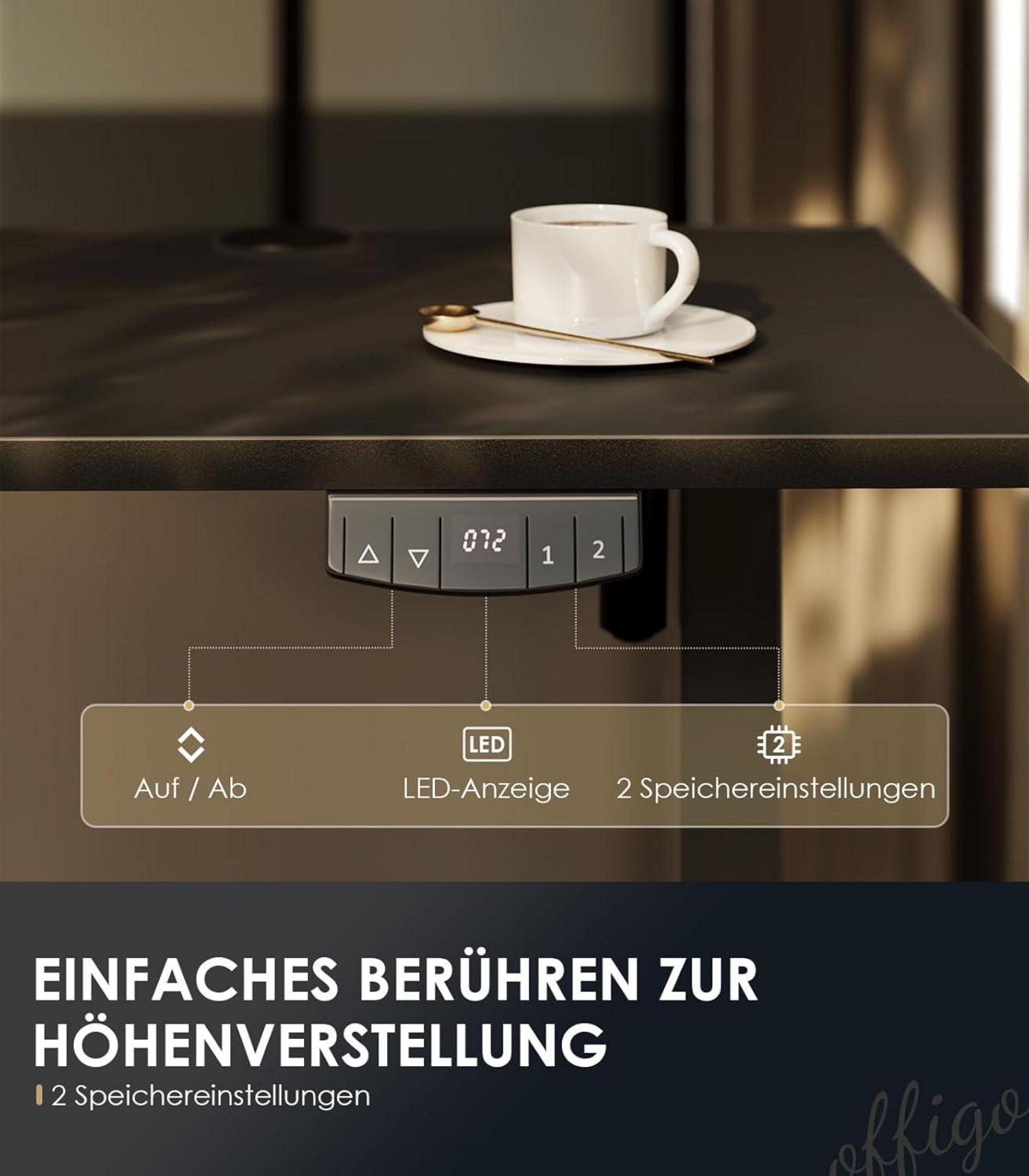 Höhenverstellbarer Elektrischer Schreibtisch 100 cm Schwarz