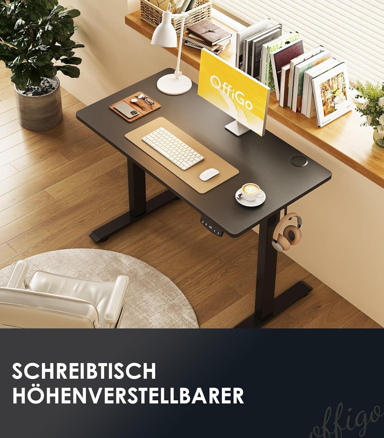 Höhenverstellbarer Schreibtisch, Elektrischer Tisch 100 cm, Memory Funktion, Gaming Tisch, Moderner Computertisch Schwarz