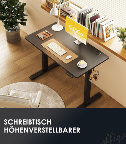Höhenverstellbarer Schreibtisch, Elektrischer Tisch 100 cm, Memory Funktion, Gaming Tisch, Moderner Computertisch Schwarz