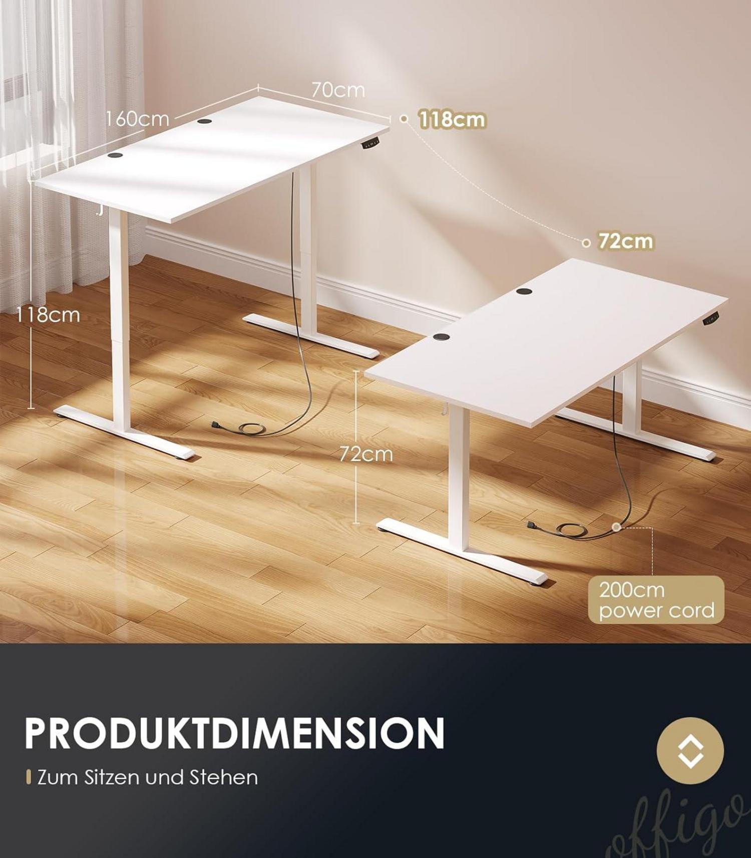 Elektrischer Höhenverstellbarer Schreibtisch mit Memory-Funktion, 160
