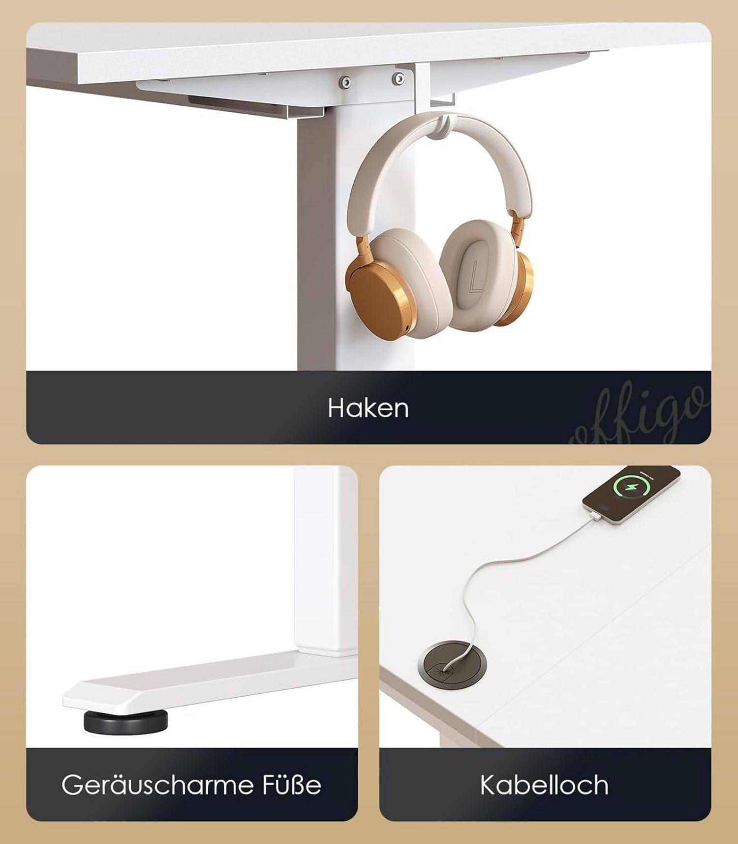 Höhenverstellbarer Schreibtisch 160 cm Elektrisch Memory