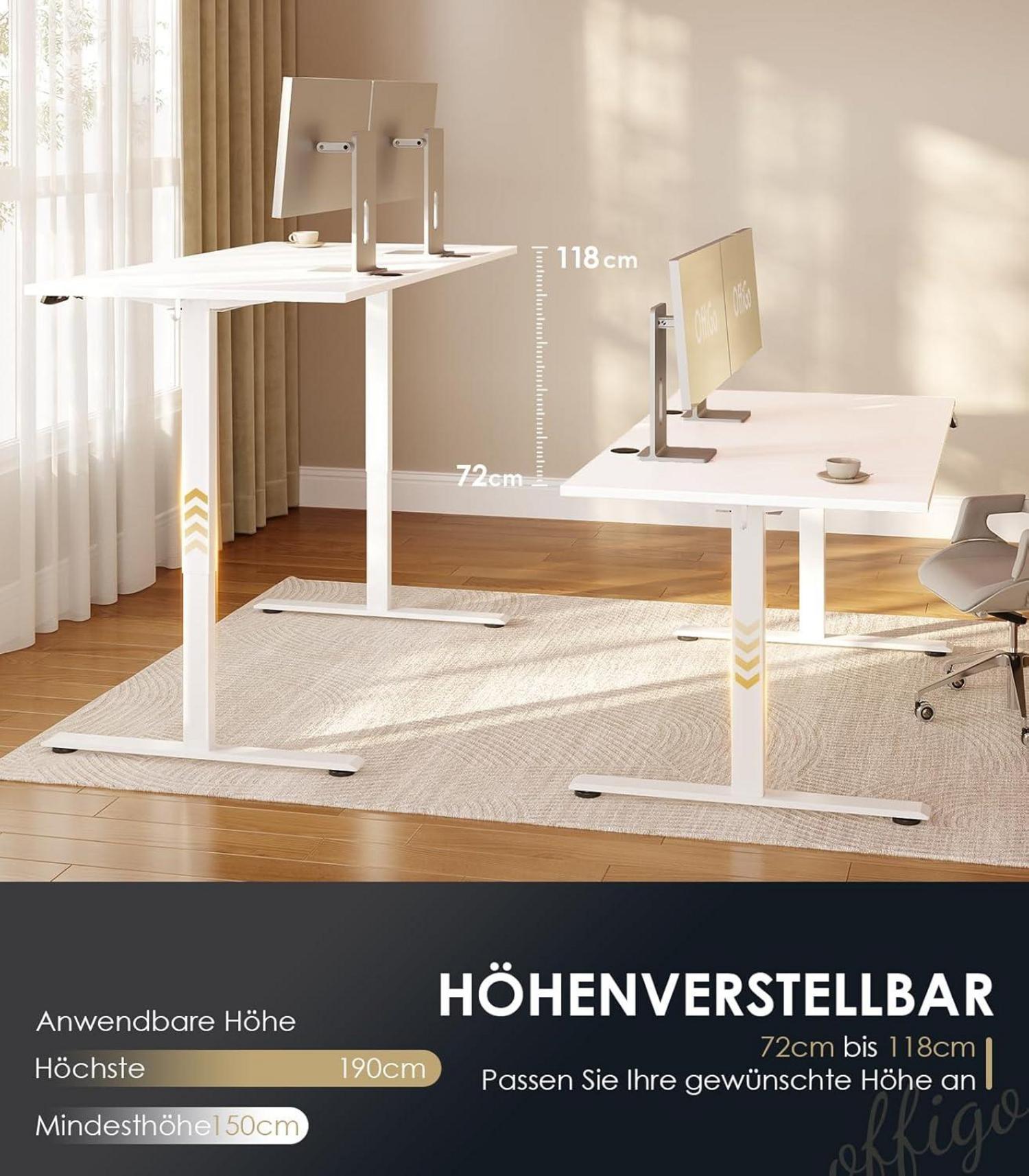 Höhenverstellbarer Schreibtisch 180 cm Elektrisch Memory-Funktion Gaming