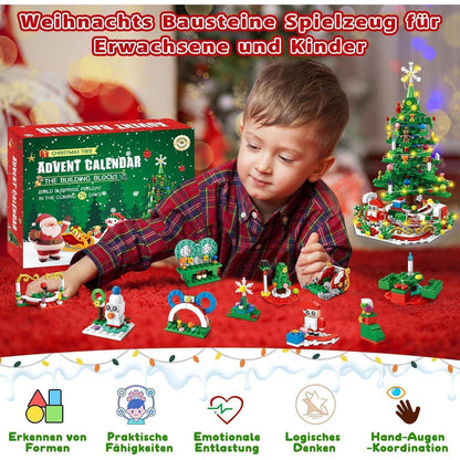 Adventskalender 2024 Kinder Weihnachtsbaum Bausteine LED 701