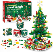 Adventskalender Weihnachtsbaum Bauspielzeug LED Mini-Bausteine