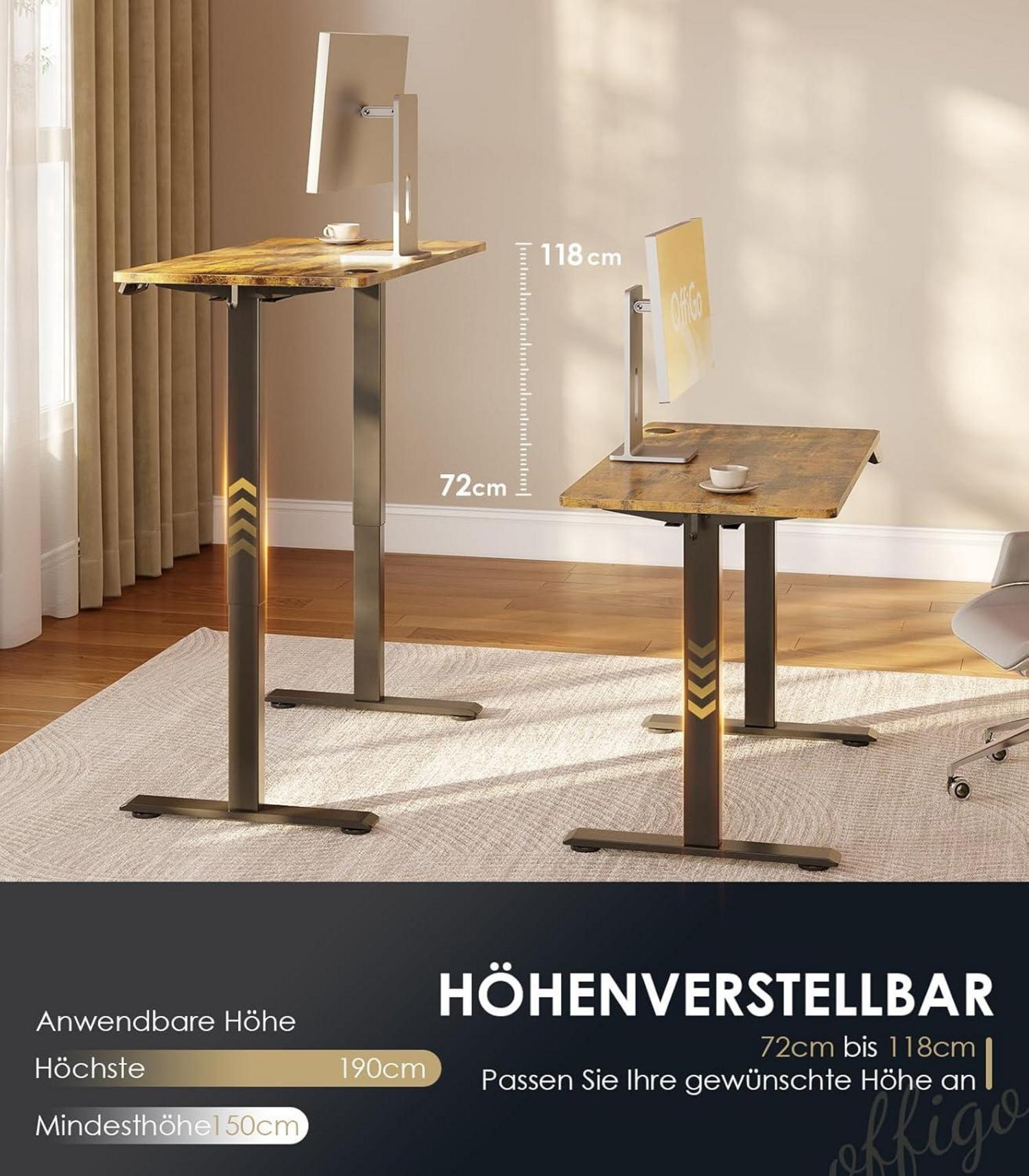 Kinderschreibtisch Höhenverstellbar 100 cm Elektrisch Ergonomisch Braun