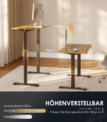 Kinderschreibtisch Höhenverstellbar 100 cm Elektrisch Ergonomisch Braun
