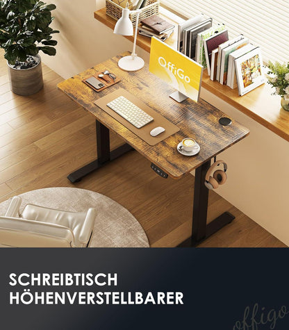 Kinderschreibtisch Höhenverstellbar 100 cm Elektrisch Ergonomisch Braun