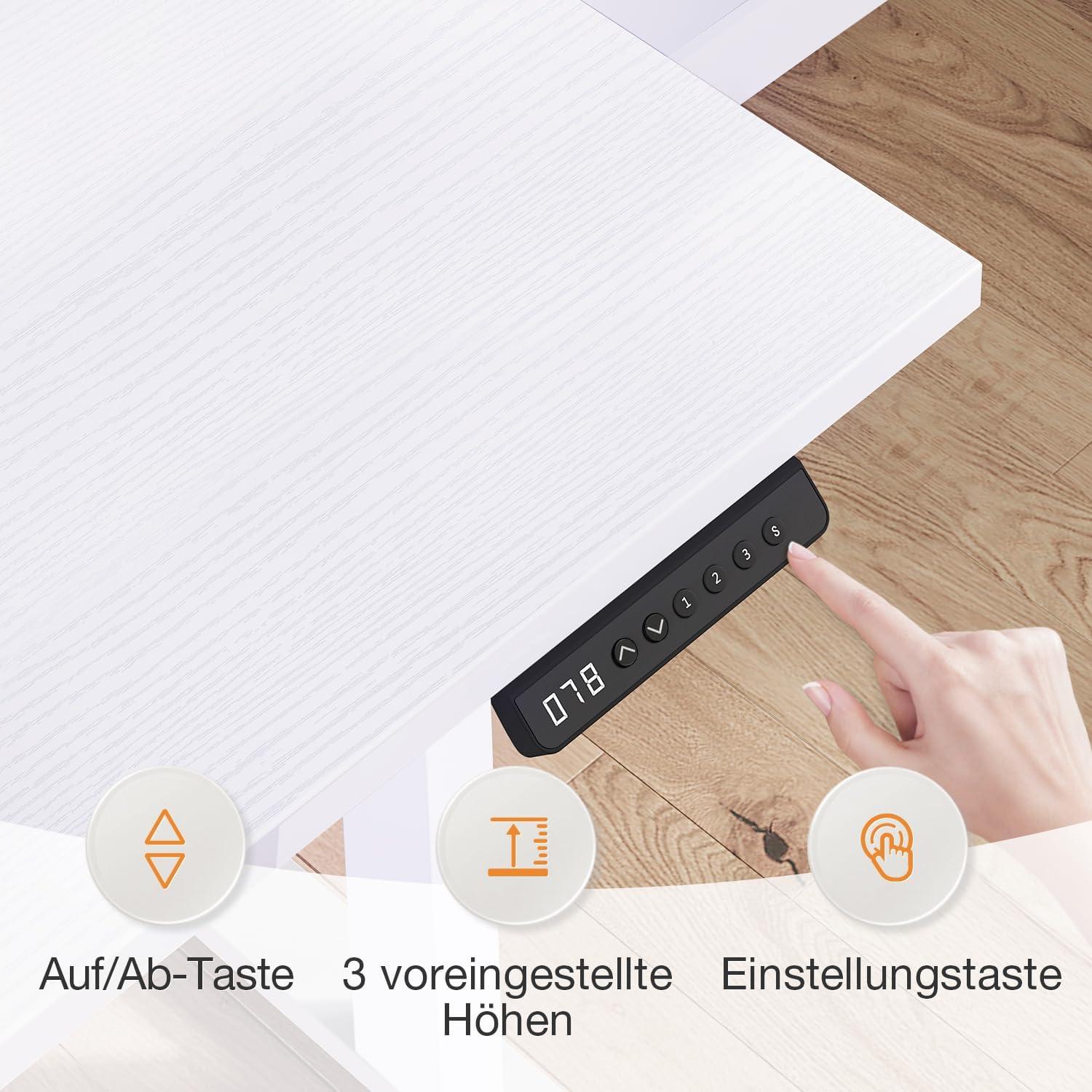 Höhenverstellbarer Eckschreibtisch mit Steckdose und