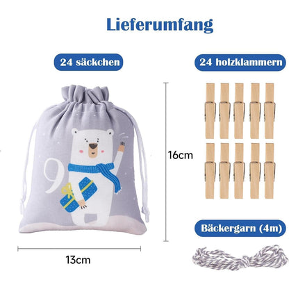 Adventskalender 24 Stoffsäckchen Weihnachtskalender