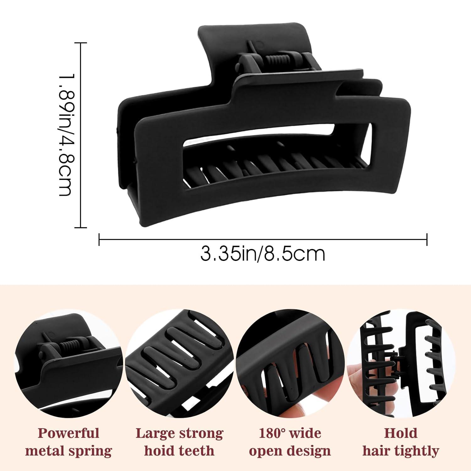 Quadratische Klauenclips 2 Stück 8.5 cm matt Schwarz/Beige