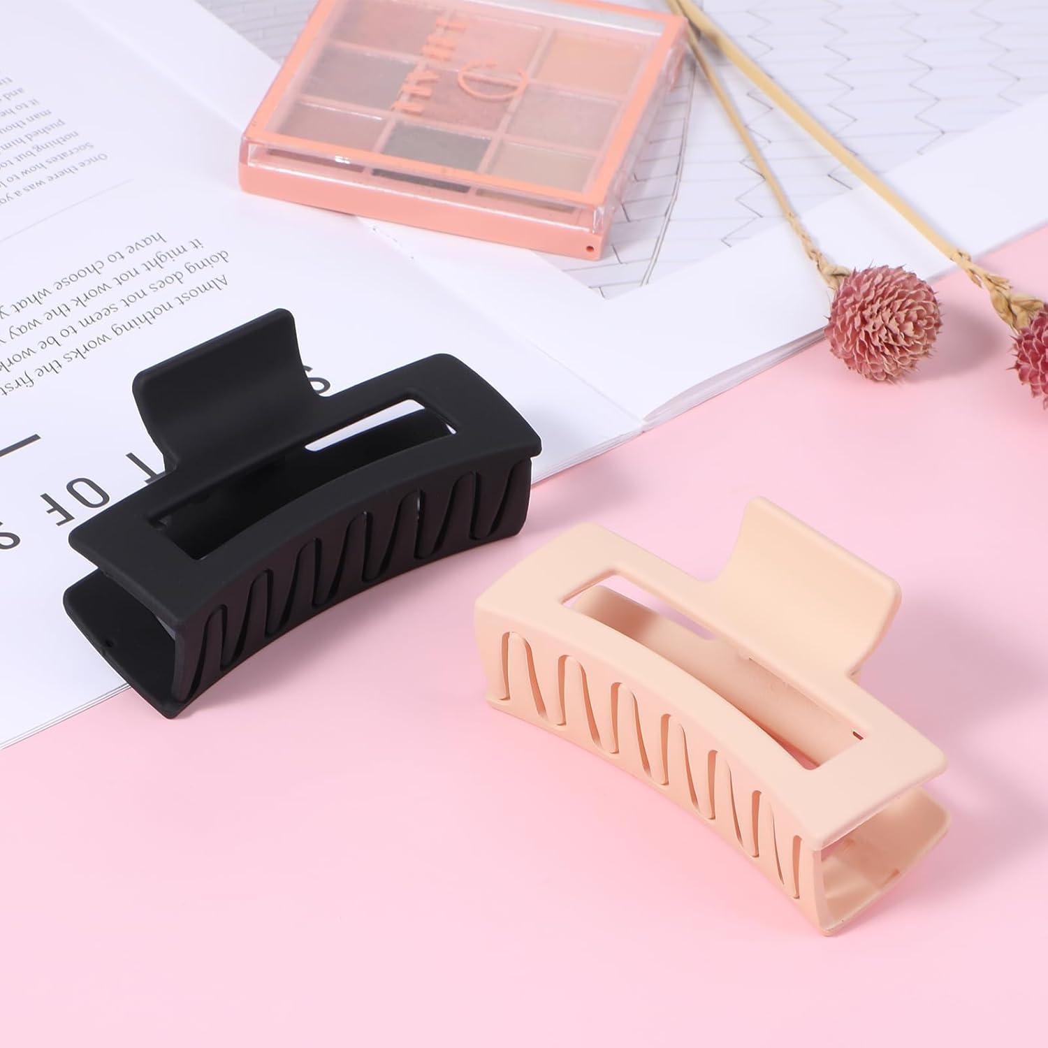 Quadratische Klauenclips Haarklammern 8.5 cm 2 Stück Matt Rutschfest