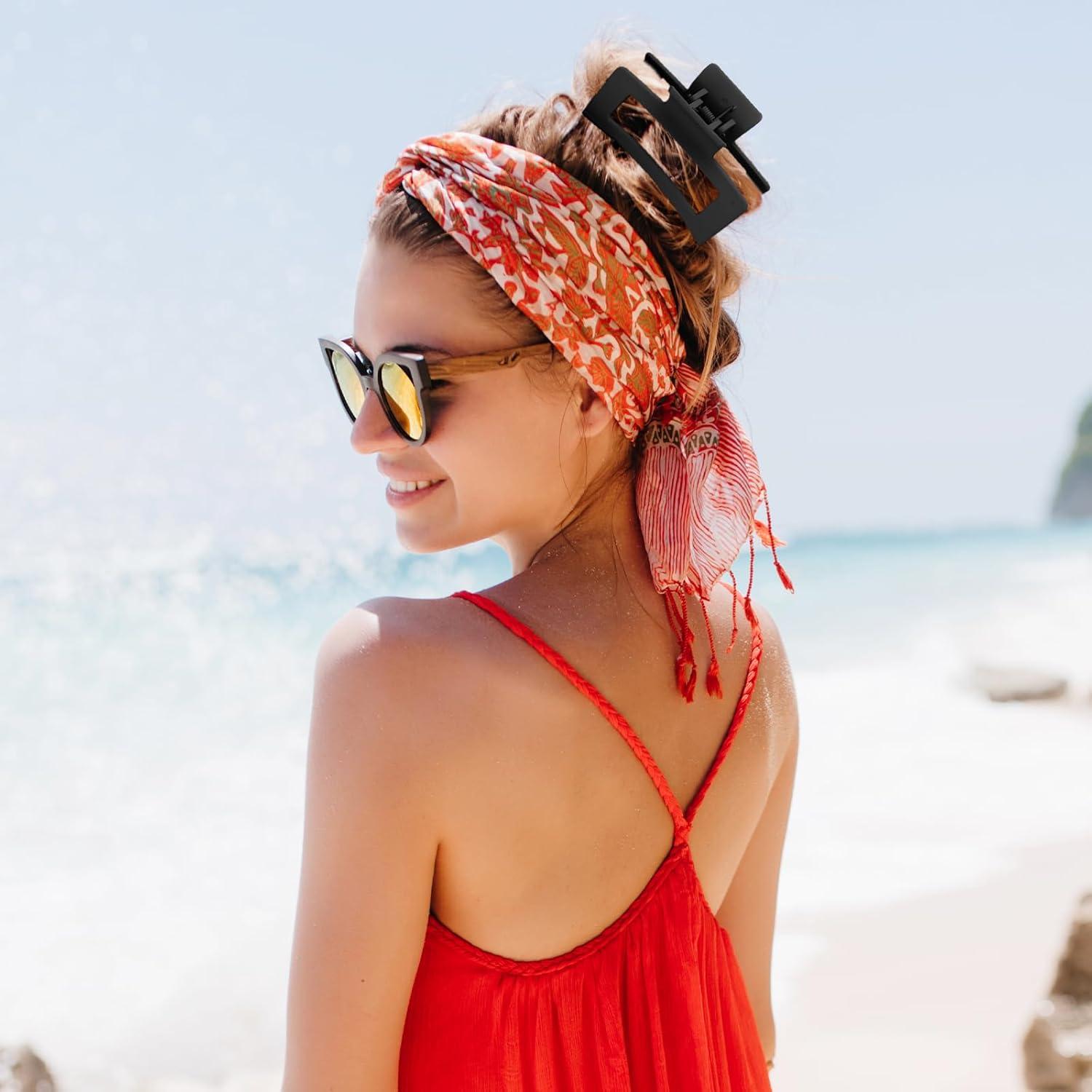 Quadratische Klauenclips Haarklammern 8.5 cm 2 Stück Matt Rutschfest