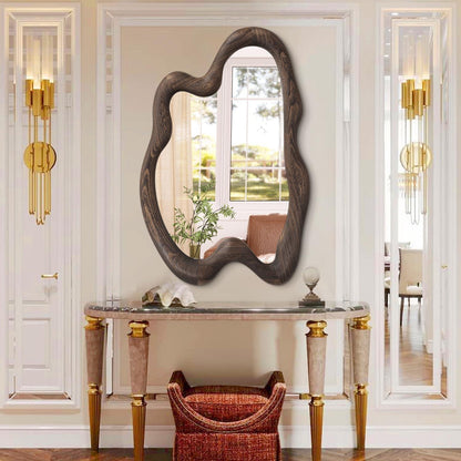 Großer Wandspiegel mit Holzrahmen – Vintage Design 80x60 cm