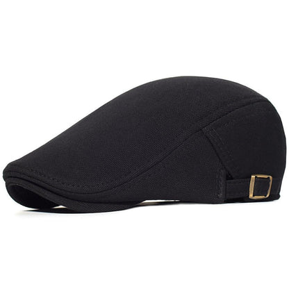 Herren Schiebermütze Baumwolle Verstellbar – Flatcap Newsboy Cap Schwarz