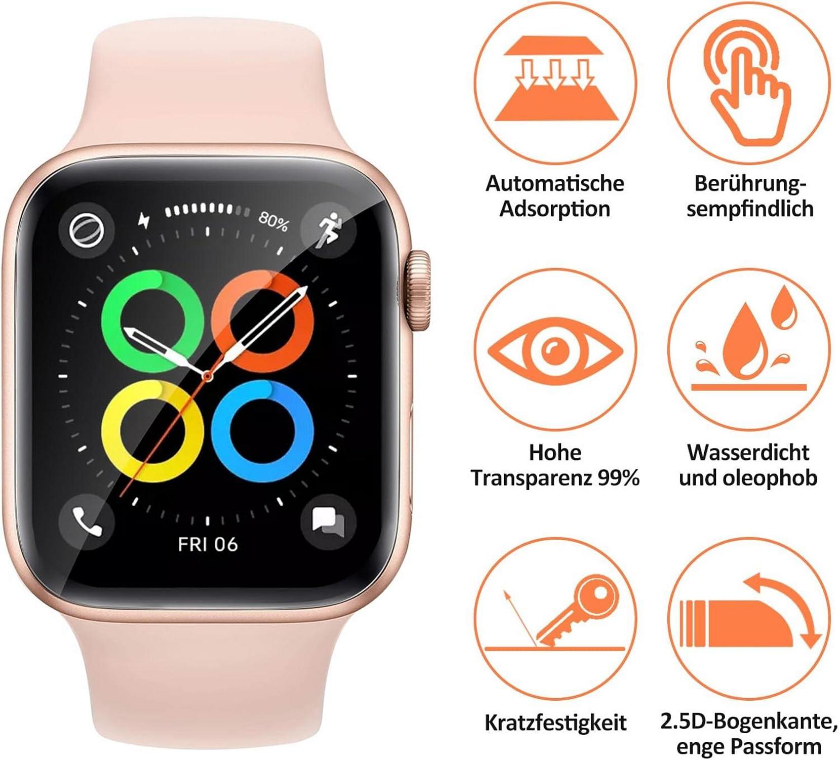Apple Watch 44mm Panzerglas Schutzfolie HD