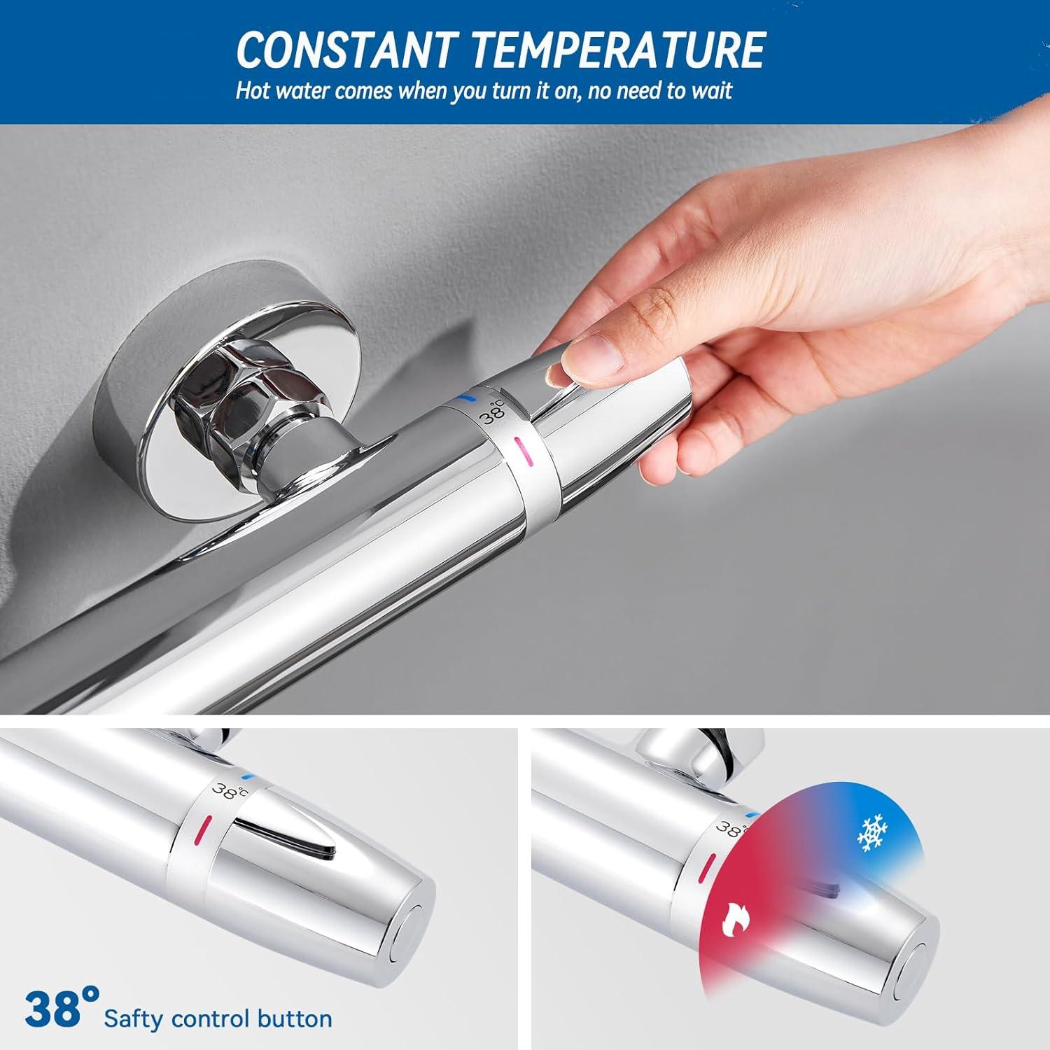 Duscharmatur Thermostat - Mit 38 °C Sicherheitstaste