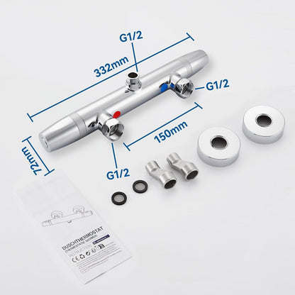 Thermostat Duscharmatur für Badewanne und Dusche G1/2 Chrom
