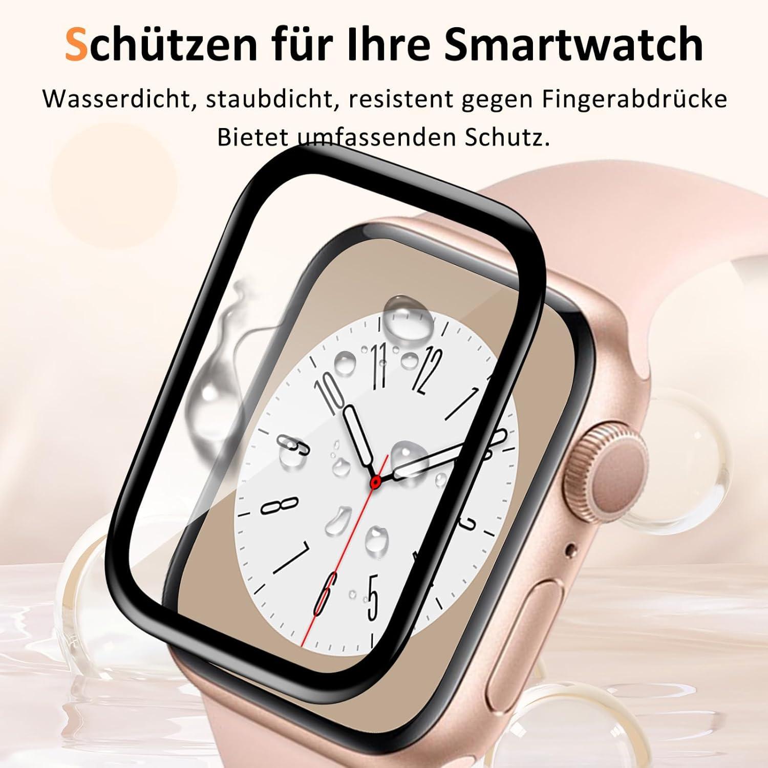 2x Panzerglas Schutzfolie Apple Watch 7/8/9 41mm 9H Härte Anti-Kratz