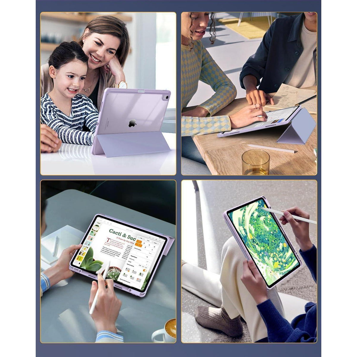 iPad Air 13 Hülle mit Stifthalter, Klar & Schlank, Lila