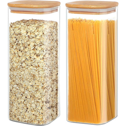 Vorratsgläser 2er Set 2200ml mit luftdichtem Bambusdeckel