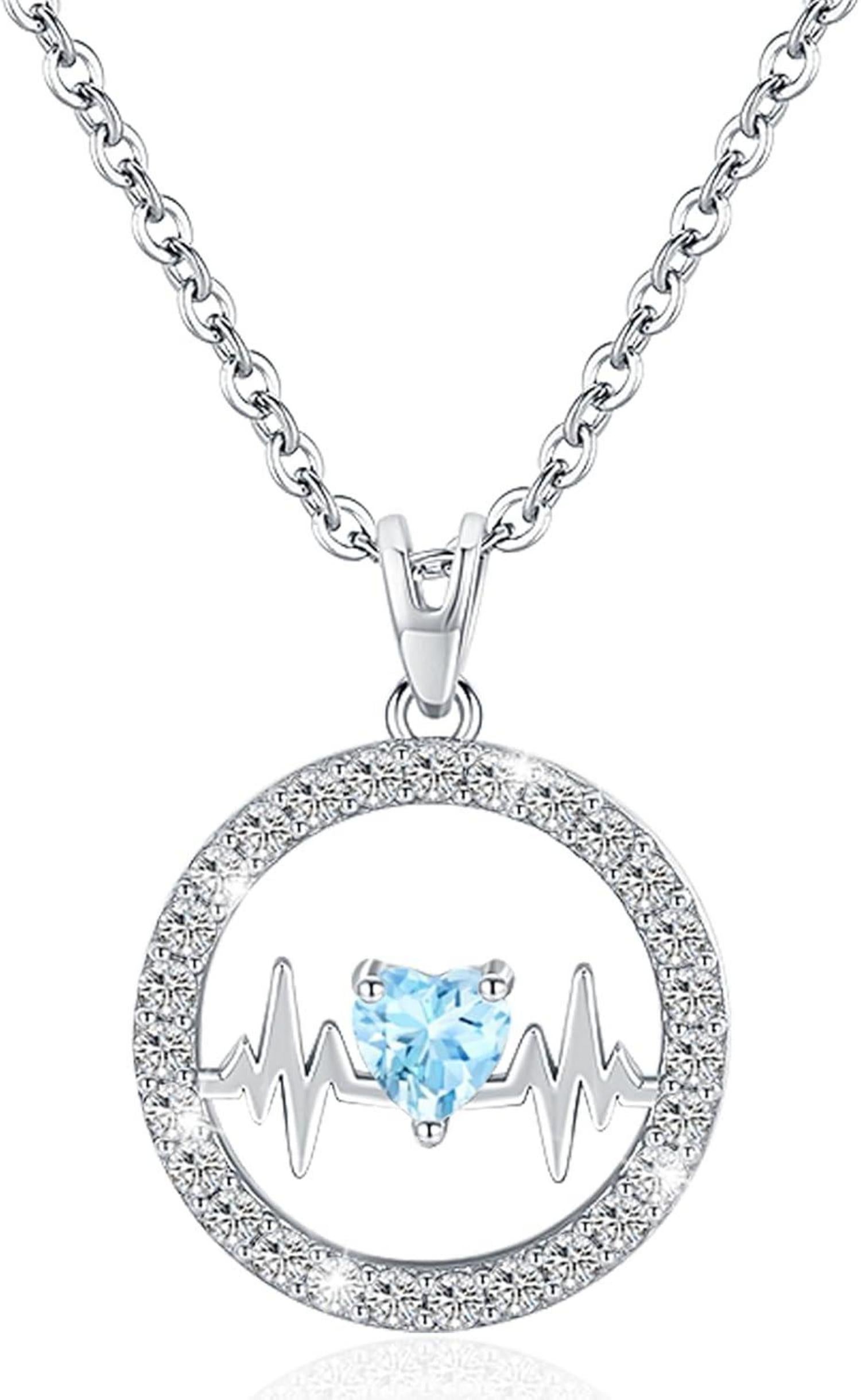 Herzschlag-Halskette 925 Silber AAAAA CZ Anhänger Geschenk für Frauen