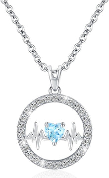 Herzschlag-Halskette 925 Silber AAAAA CZ Anhänger Geschenk für Frauen
