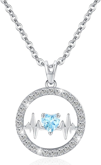 Herzschlag-Halskette 925 Silber AAAAA CZ Anhänger Geschenk für Frauen