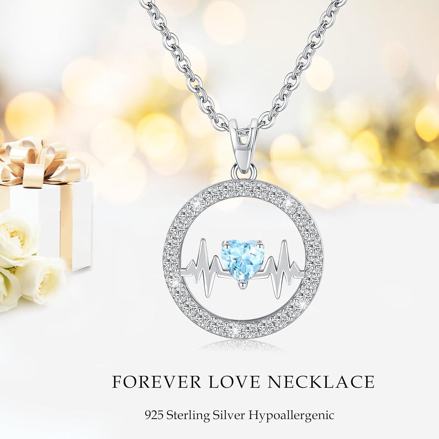 Herzschlag-Halskette 925 Silber AAAAA CZ Anhänger Geschenk für Frauen