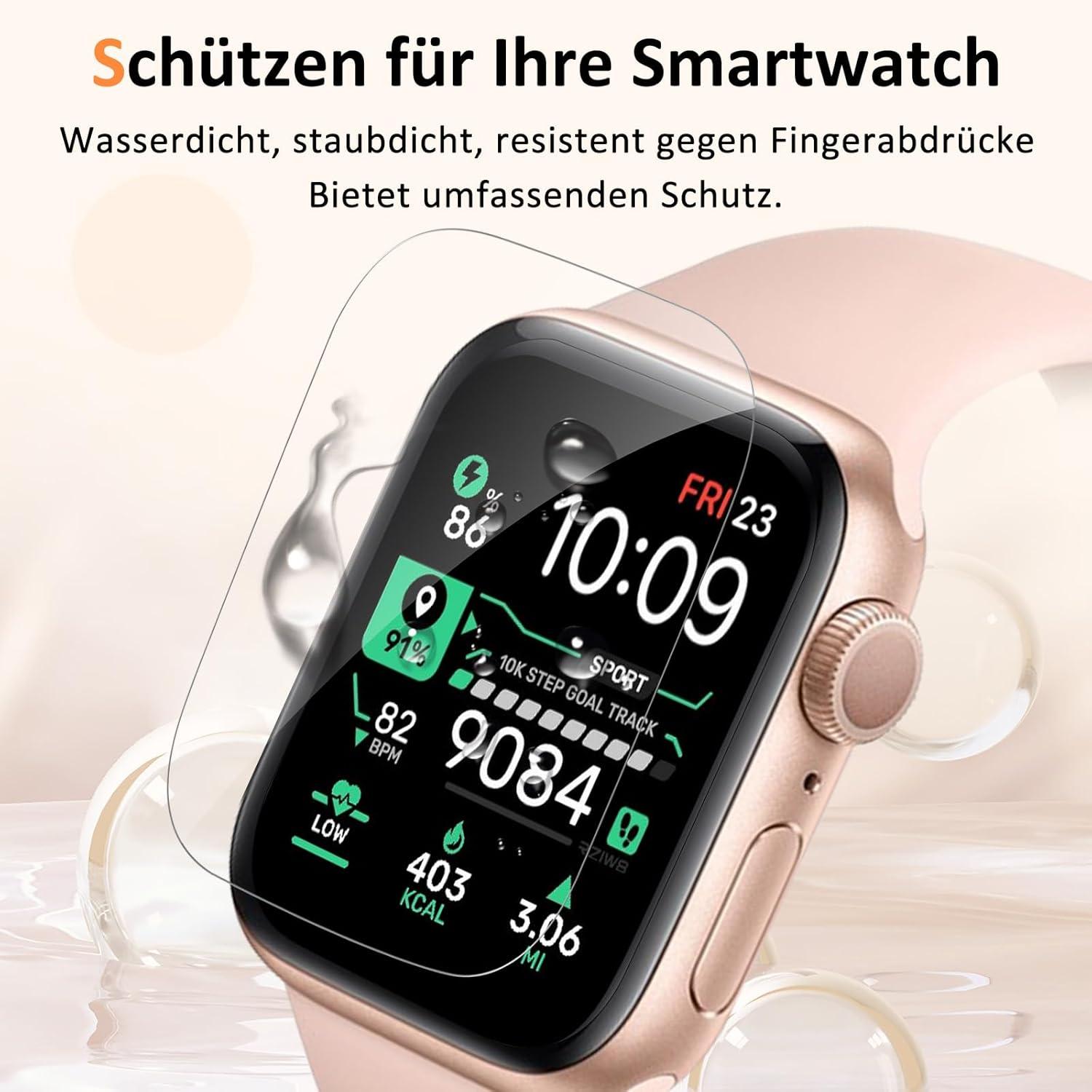Schutzfolie Panzerglas Apple Watch 4/5/6/SE 40mm 4er Set Display Folie