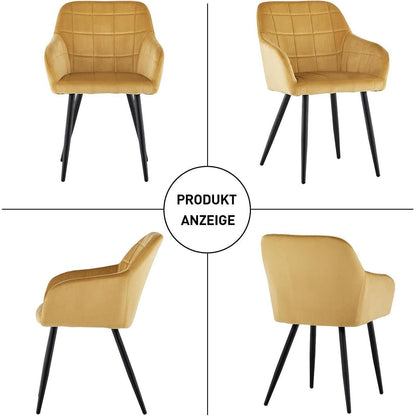 Samt Esszimmerstühle 4er Set – Tulpengold, Bequem & Robust