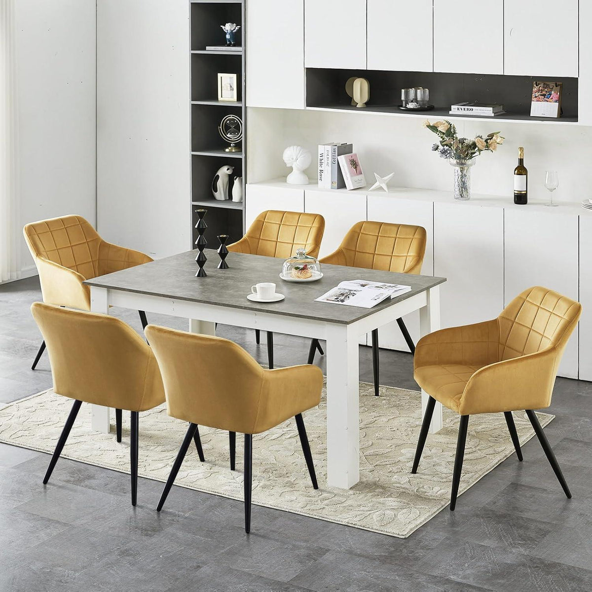 Samt Esszimmerstühle 4er Set – Tulpengold, Bequem & Robust