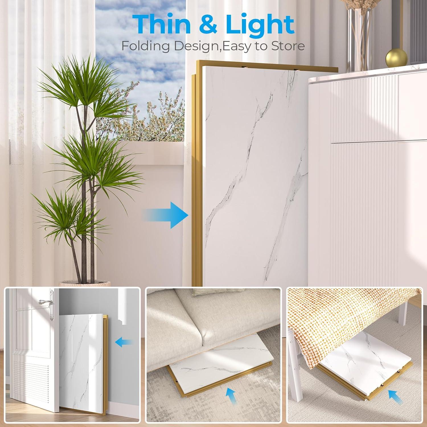 Klappbarer Schreibtisch 100 x 48 cm, Keine Montage, Gold