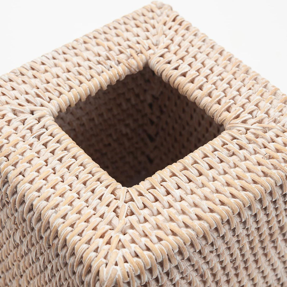 Rattan Taschentuchbox | Gewebter Tissue Box Halter Weiß
