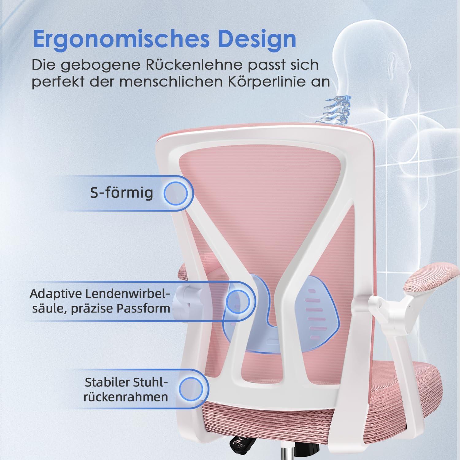 Ergonomischer Bürostuhl mit Lendenwirbelstütze & Atmungsaktiver Rückenlehne