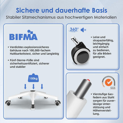 Ergonomischer Bürostuhl mit Lendenwirbelstütze & Atmungsaktiver Rückenlehne