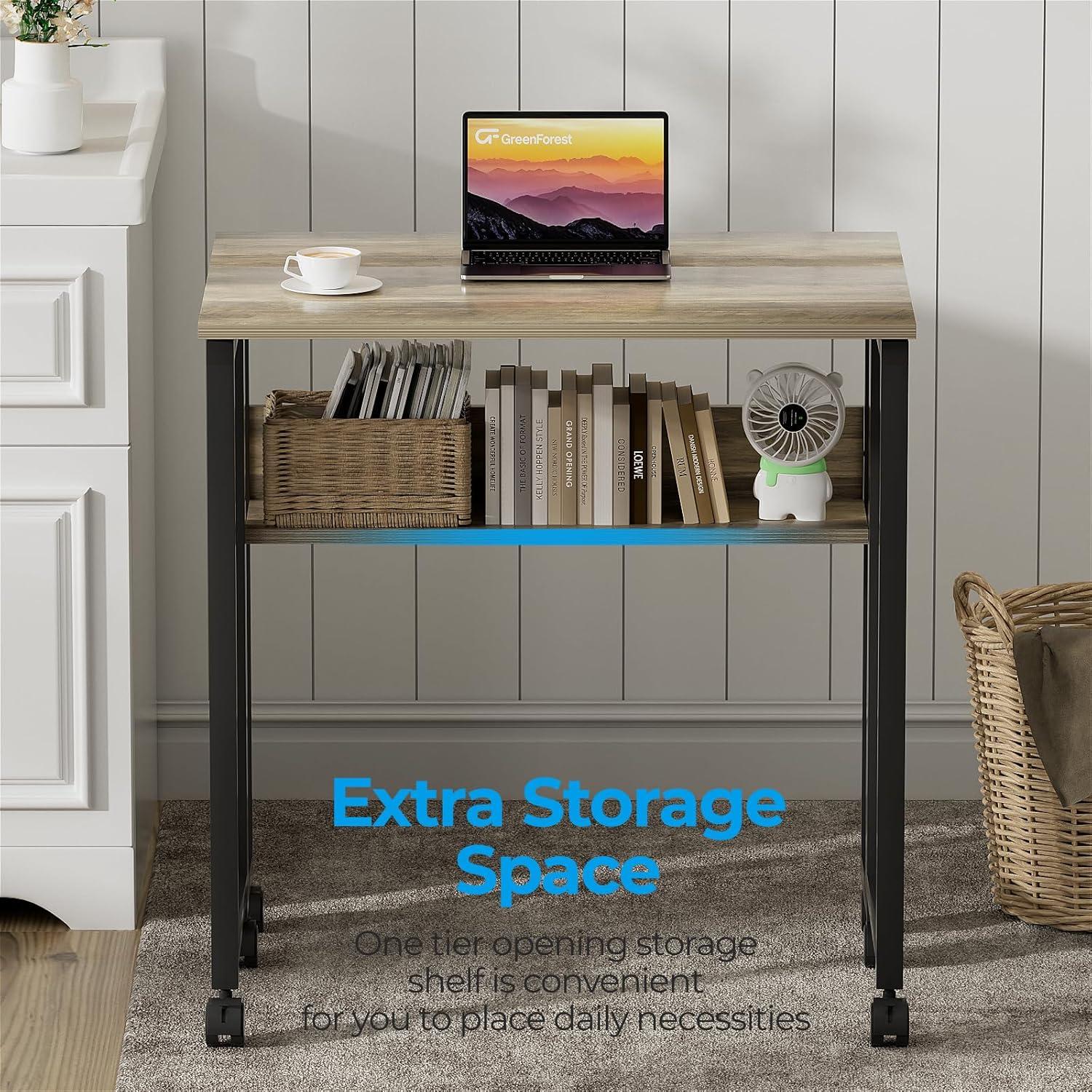 Kleiner Klappbarer Schreibtisch 63 cm mit Rollen und Stauraum