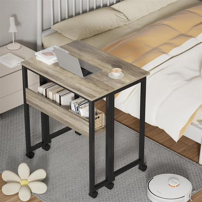 Klappbarer Schreibtisch 80 cm Rollen Sandeiche Stauraum