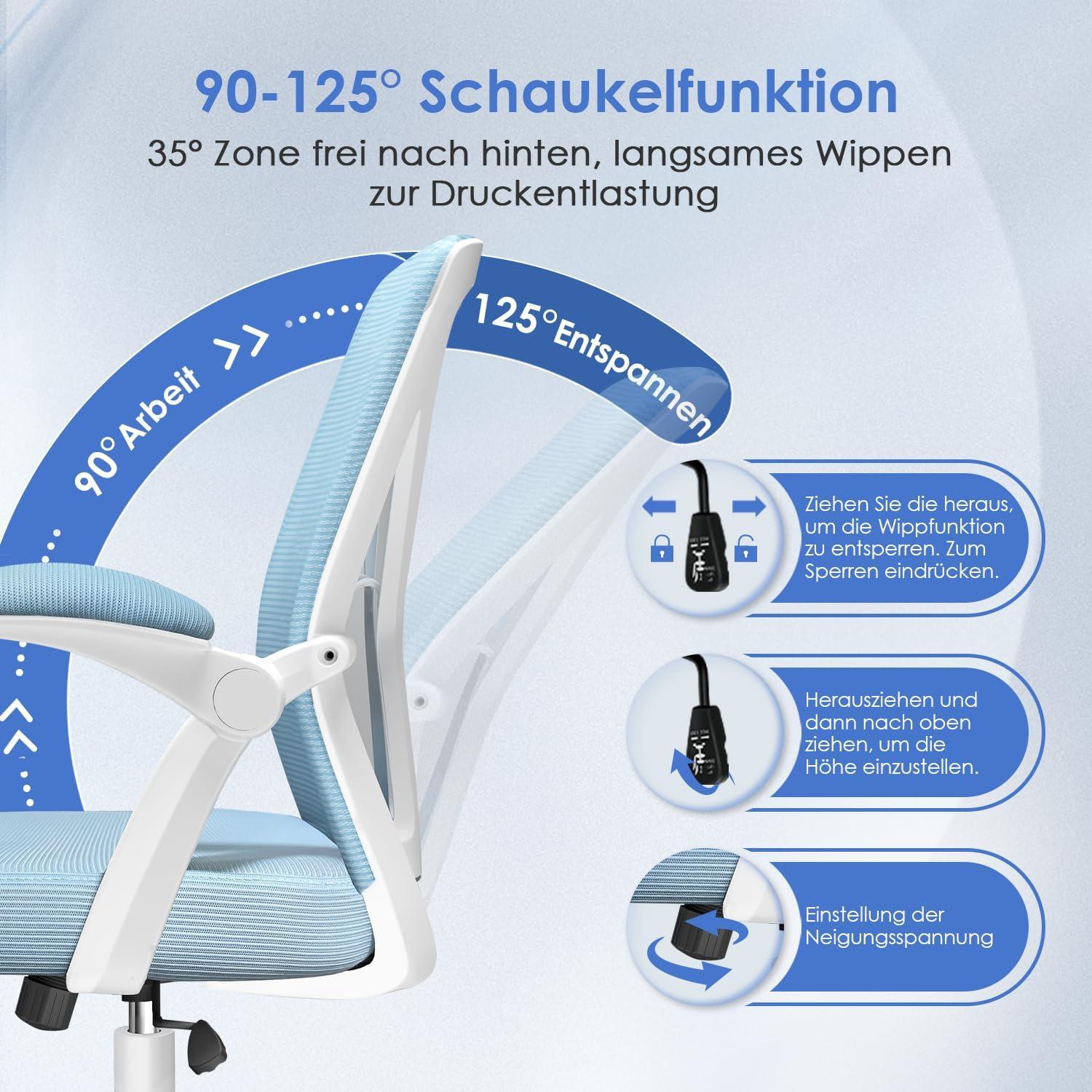 Hinonde Ergonomischer Bürostuhl mit Lendenwirbelstütze und Atmungsaktiver Rückenlehne