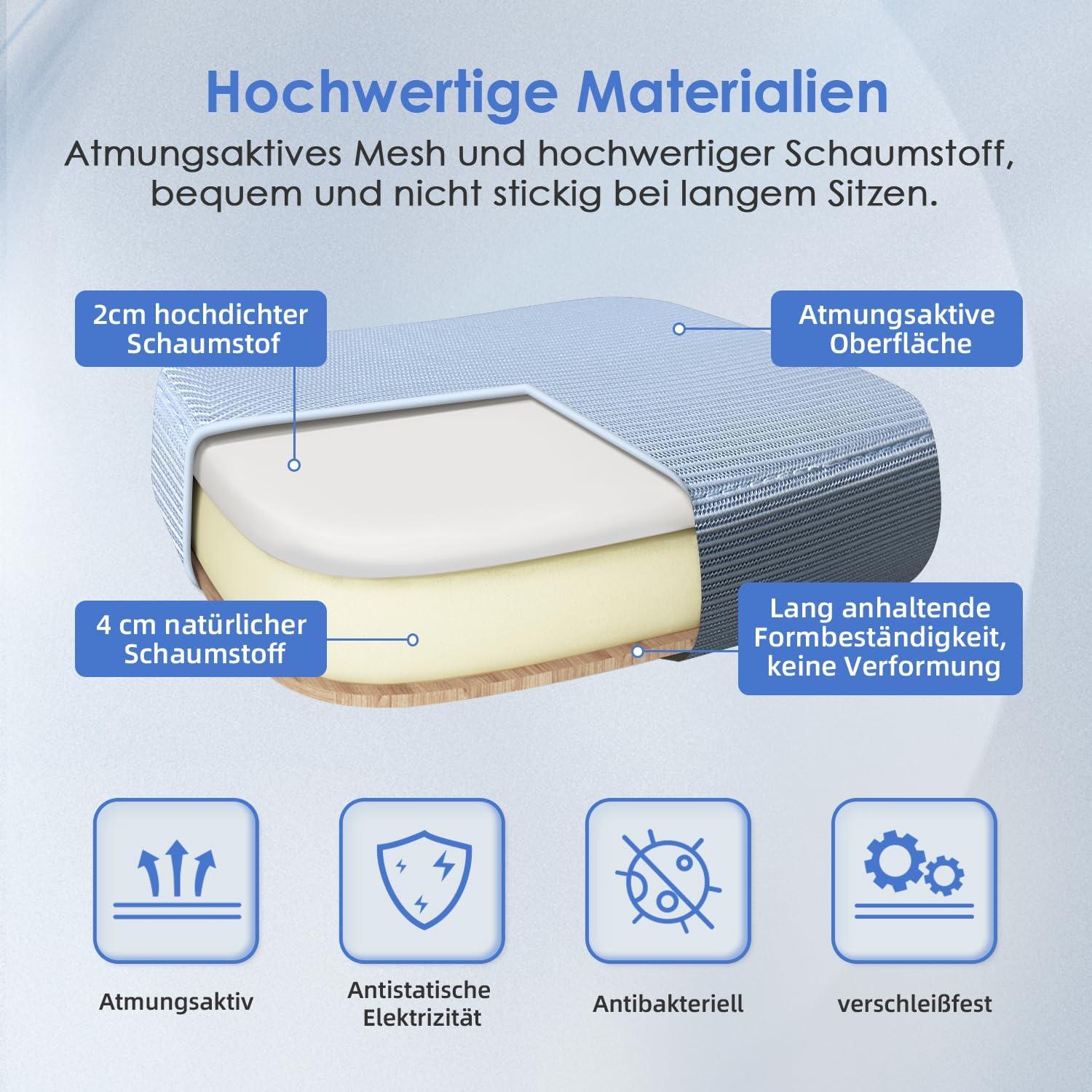 Ergonomischer Bürostuhl mit Lendenwirbelstütze, Atmungsaktiver