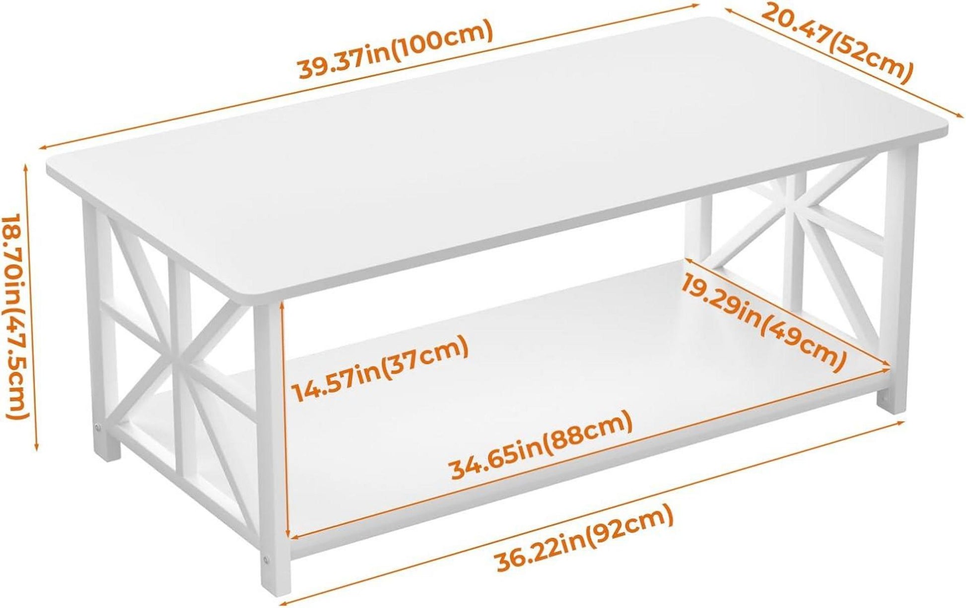 Couchtisch mit Stauraum und Industriestil, 100cm, Rustikales Design