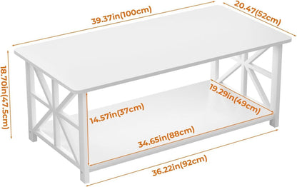 Couchtisch mit Stauraum und Industriestil, 100cm, Rustikales Design