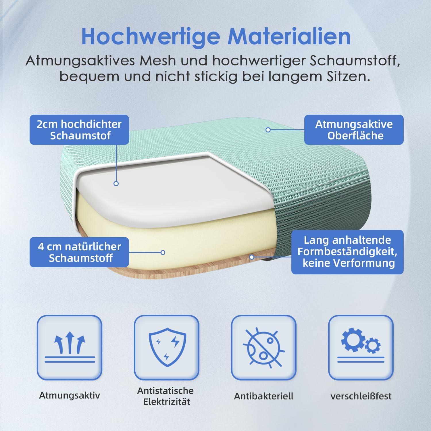 Ergonomischer Bürostuhl mit Lendenwirbelstütze, Türkis