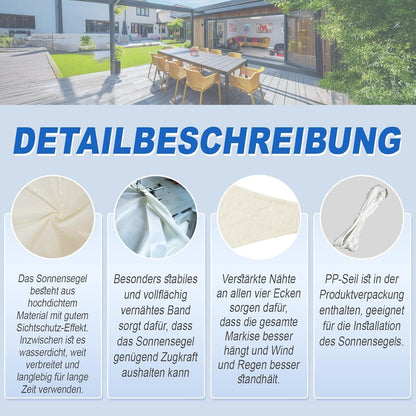Wasserdichtes Sonnensegel 2x4m Helles Khaki mit UV-Schutz