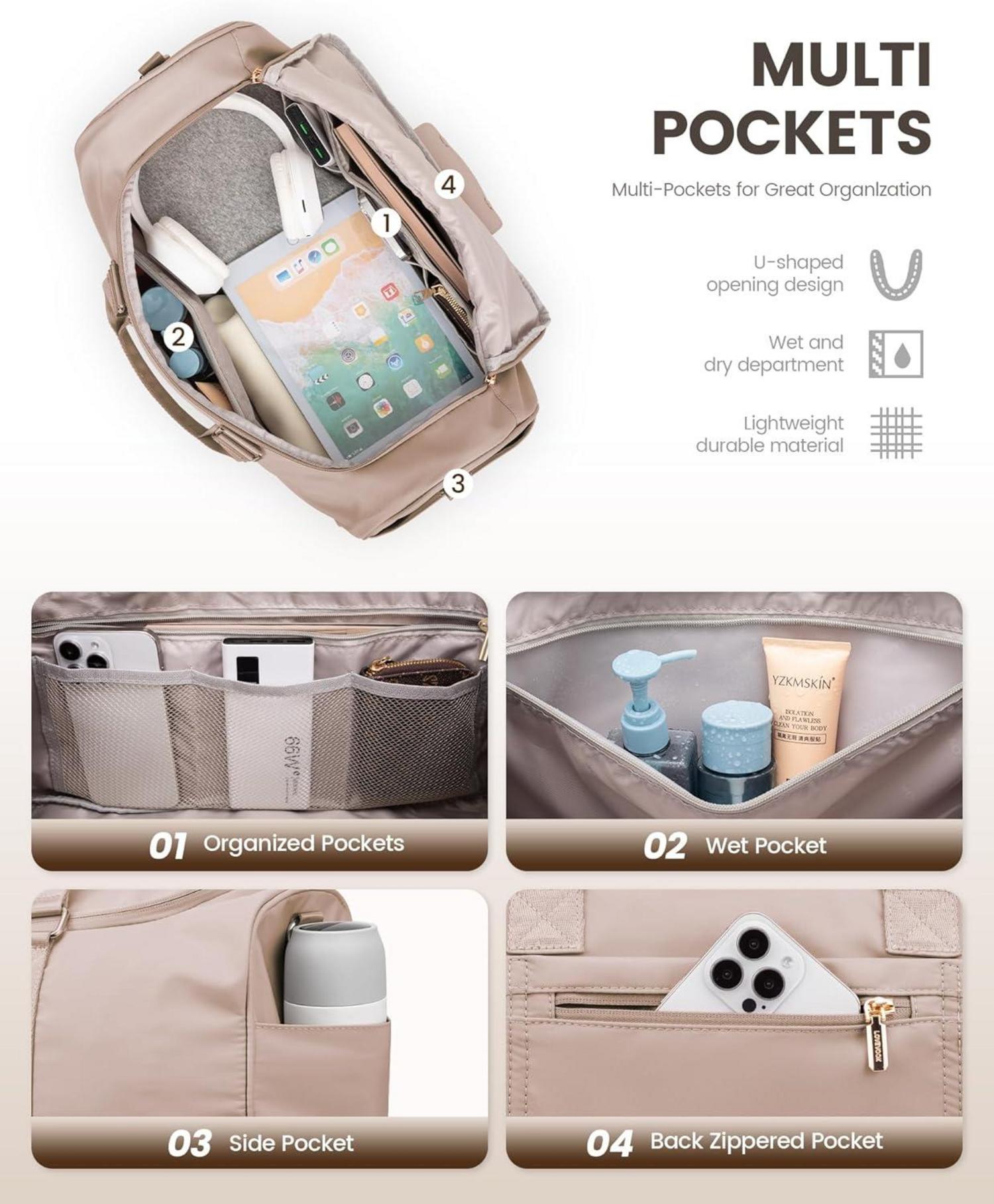 Sporttasche Reisetasche 50L LOVEVOOK mit Schuhfach & Nassfach
