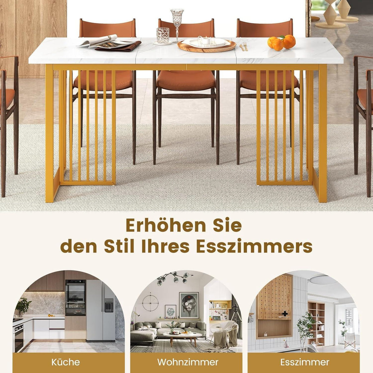 Esstisch 160x60 cm – Rechteckiger Küchentisch für 6-8 Personen