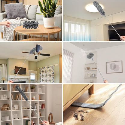 9tlg. Staubwedel Teleskop Set - Lang Ausziehbar Bis 2.5m - Mikrofaser Staubwischer - Spinnenwebenentferner - Ideal für Decke