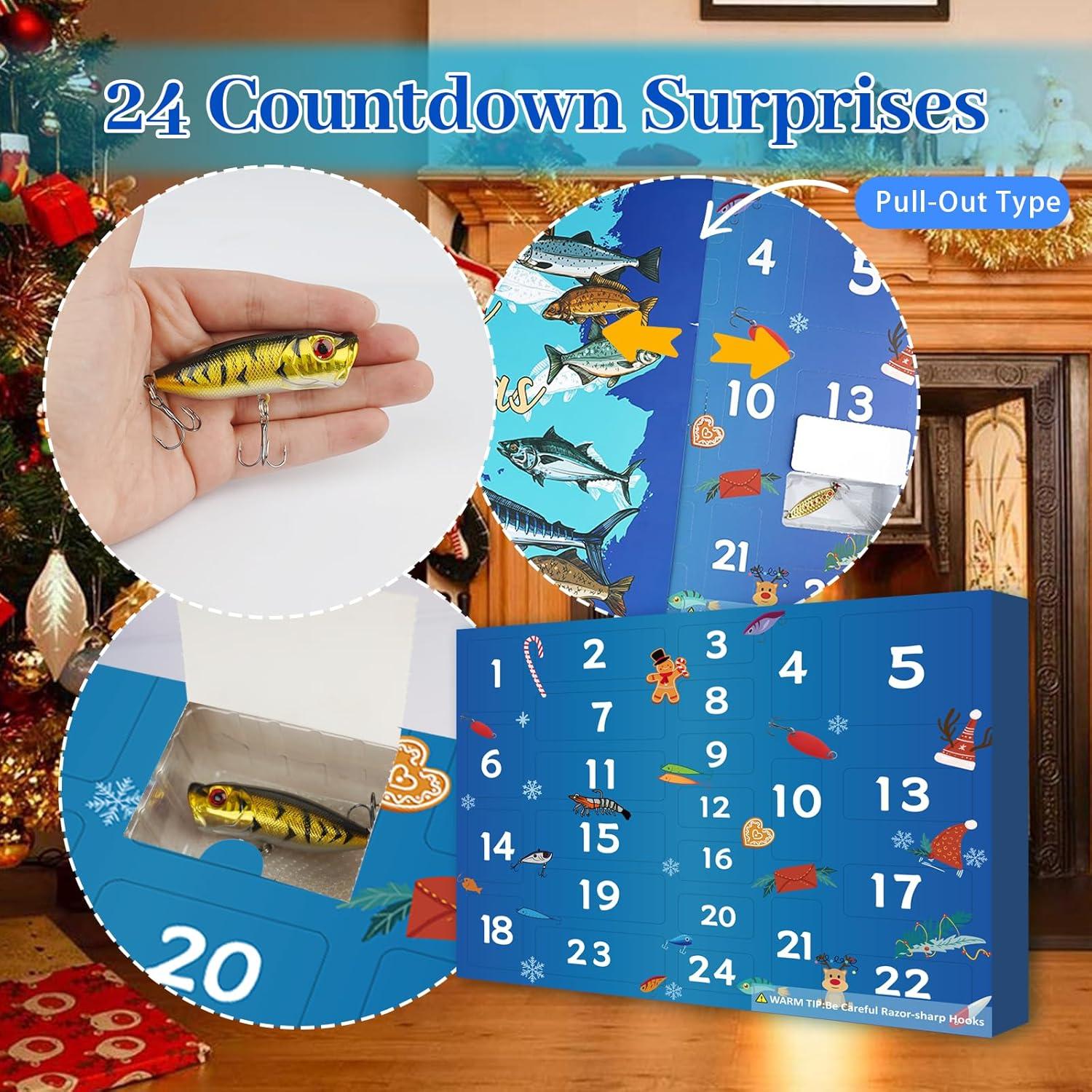 Angel Adventskalender 2024 Männer Jungs 24 Köder Set